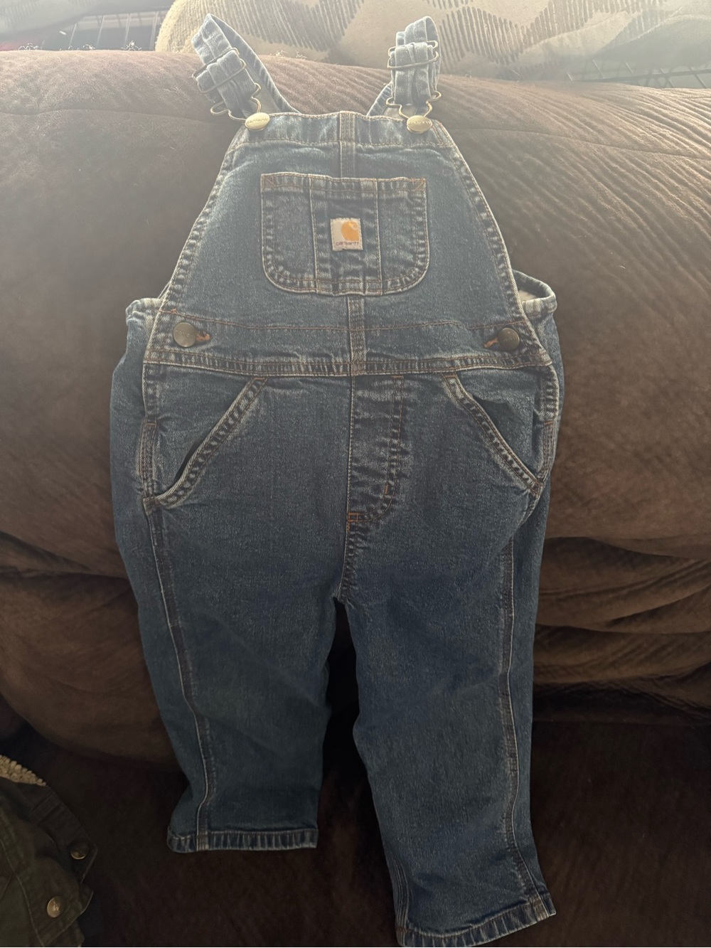 Carhartt Children's Blue Denim Bib Overalls with Front Pocket